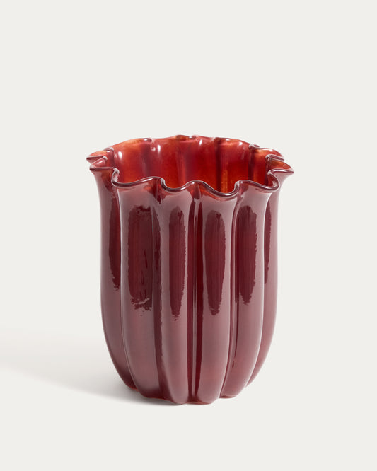 Vase Cerin en verre bordeaux 20 cm