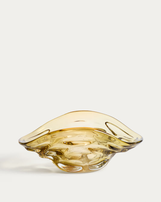 Centre de table Sidula en verre ambré clair  26 x 38 cm