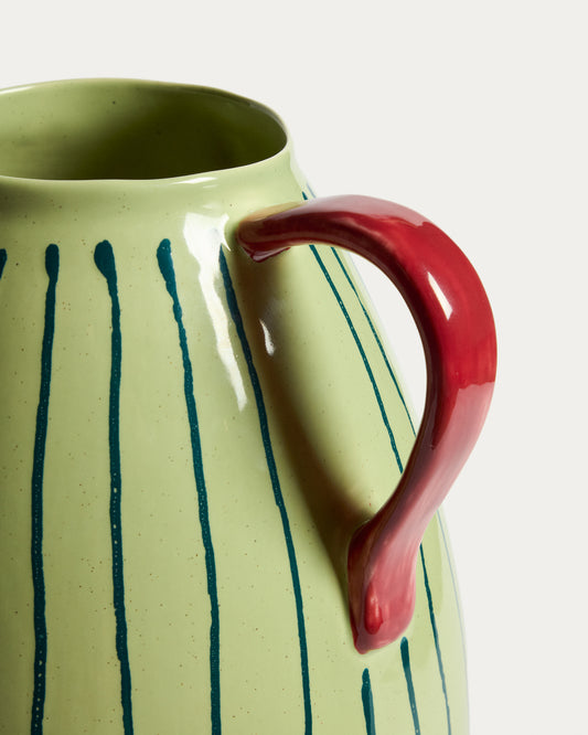 Justine Franco green and red ceramic vase 36 cm
