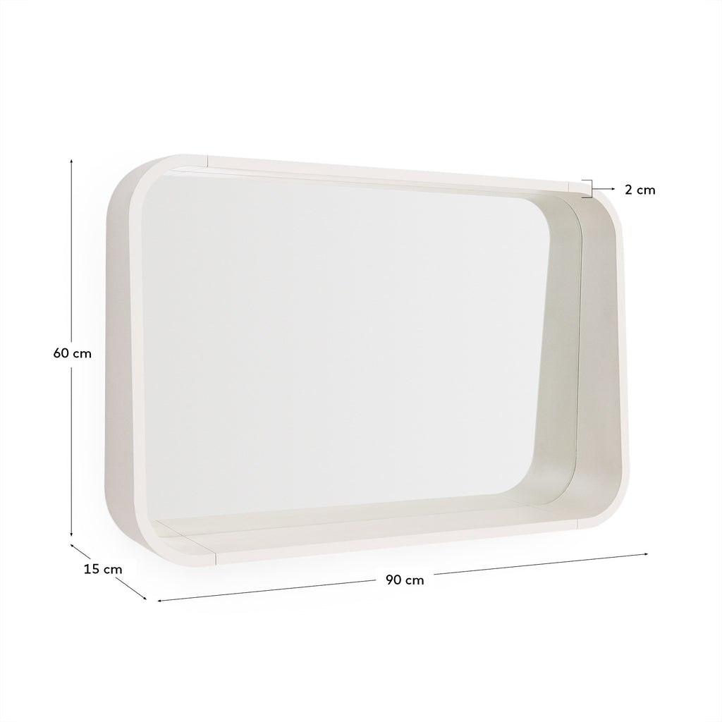 Miroir Salaya en contreplaqué de frêne avec finition laquée beige 90 x 60 cm
