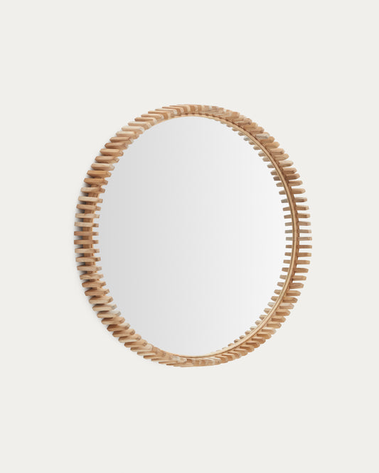Polke Teak Wood Mirror Ø 80 cm