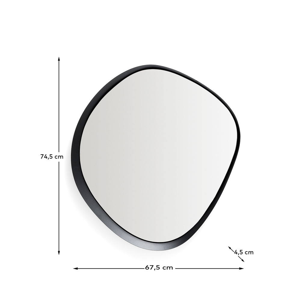 Miroir Tebel en métal noir 67,5 x 74,5 cm