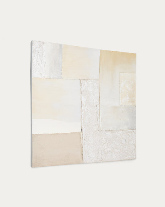 Tableau abstrait Pineda blanc 95 x 95 cm