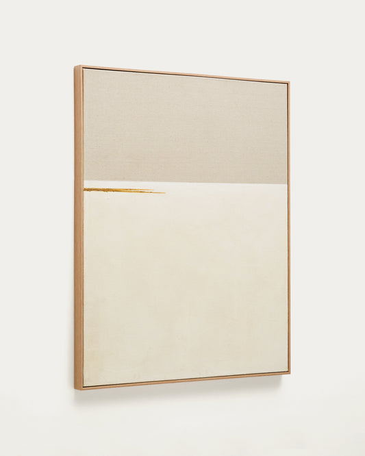 Tableau abstrait Salin avec ligne horizontale en lin 80 x 100 cm