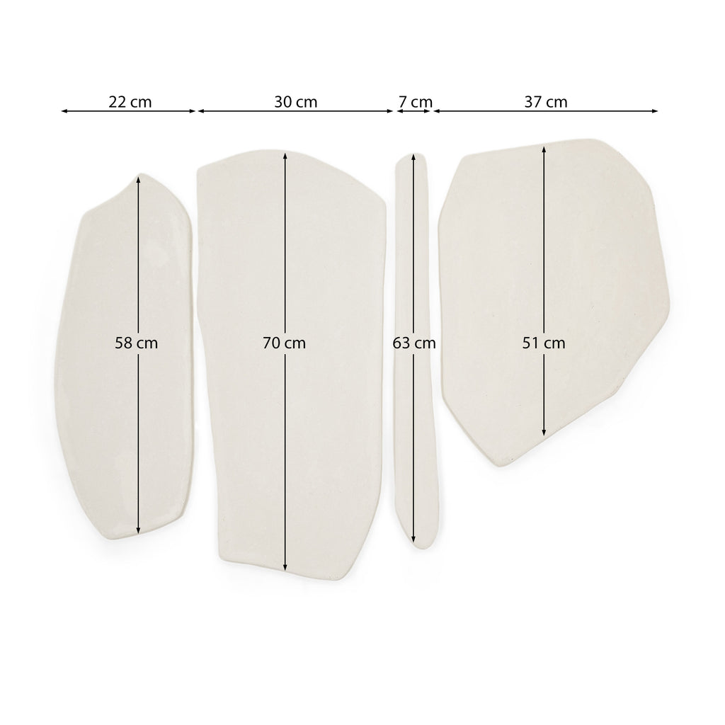 Siluna set of 4 wall panels in white papier-mâché