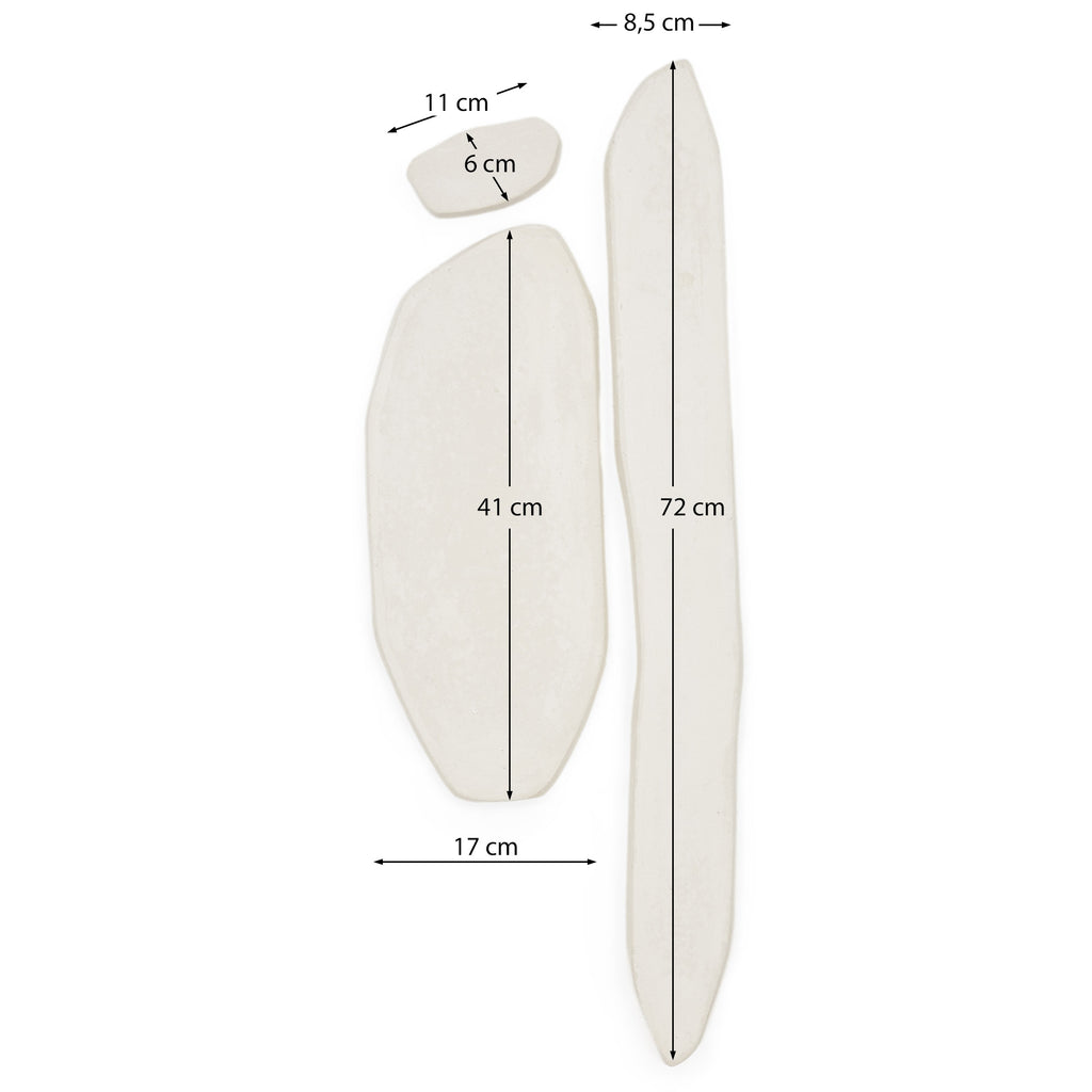 Ensemble de 3 panneaux muraux allongés Siluna en papier mâché blanc