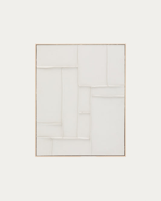 Klis white linen picture with geometric shapes, 80 x 100 cm