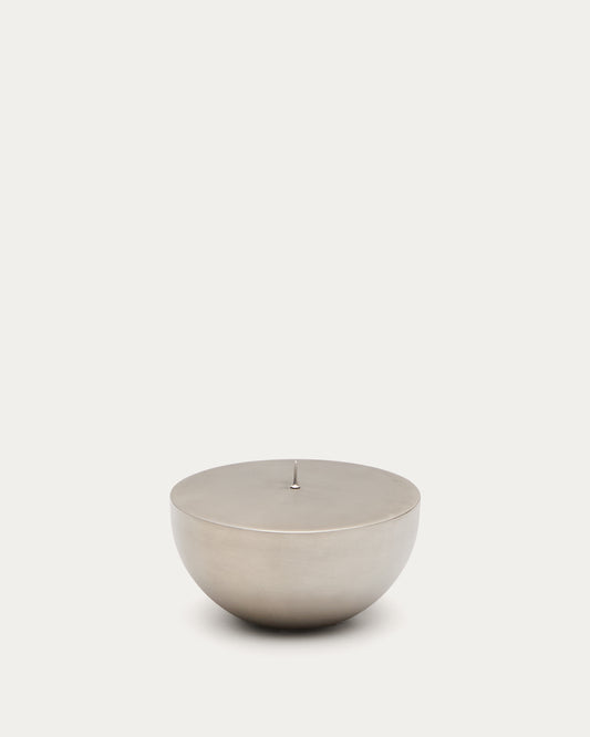 Quira large candle holder in silver-plated stainless steel 