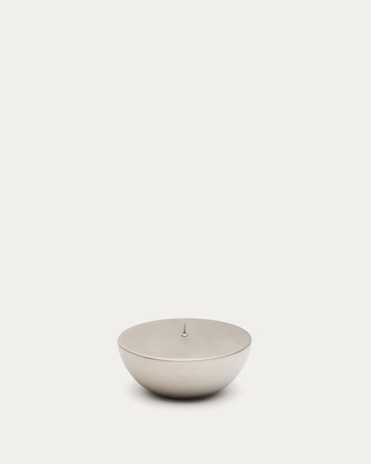 Quira small candle holder in silver-plated stainless steel 
