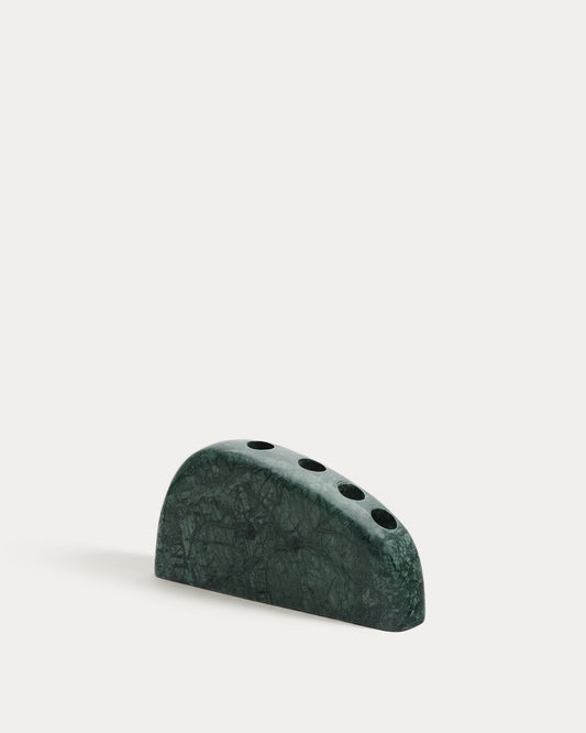 Signe large, green marble candlestick, 10 cm