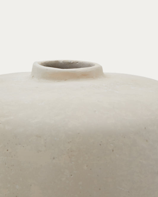 Vase Serina en papier mâché blanc de 36,5 cm