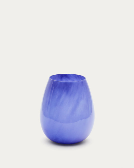 Vase Kelse en verre bleu 26 cm