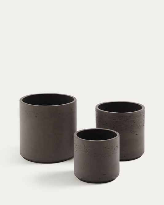 Sintina set of 3 grey cement and fiberglass plant pots Ø 23 cm / Ø 27.5 cm / 32 cm