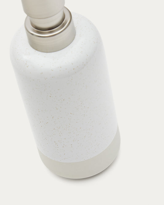 Selis distributeur de savon en grès beige et blanc