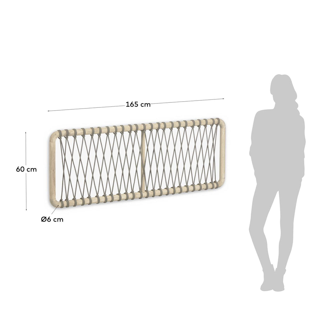 Aberash solid mindi wood and grey cord headboard for a bed up to 160 cm