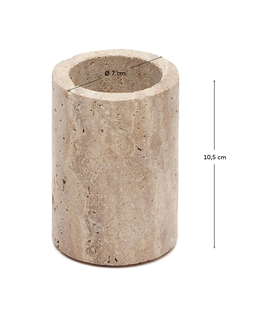 Porte brosse à dents Macre en travertin beige