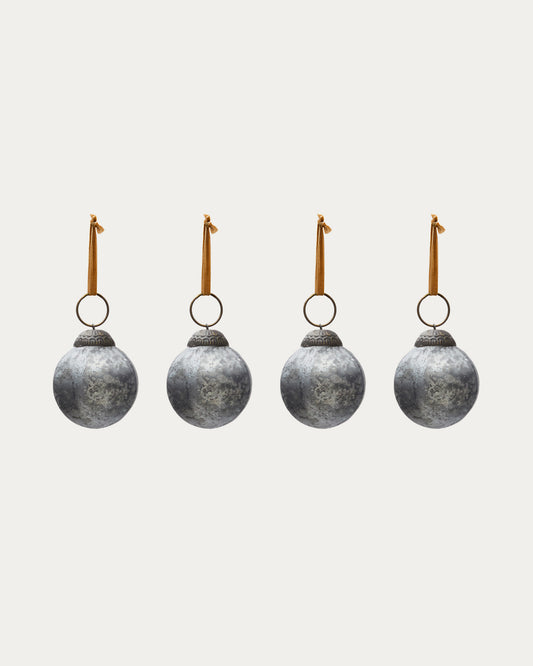Set de 4 boules de Noël Blama en verre recyclé argenté Ø 6 cm
