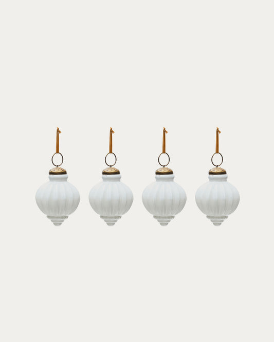Set de 4 boules de Noël Irlo en verre recyclé blanc Ø 8 cm