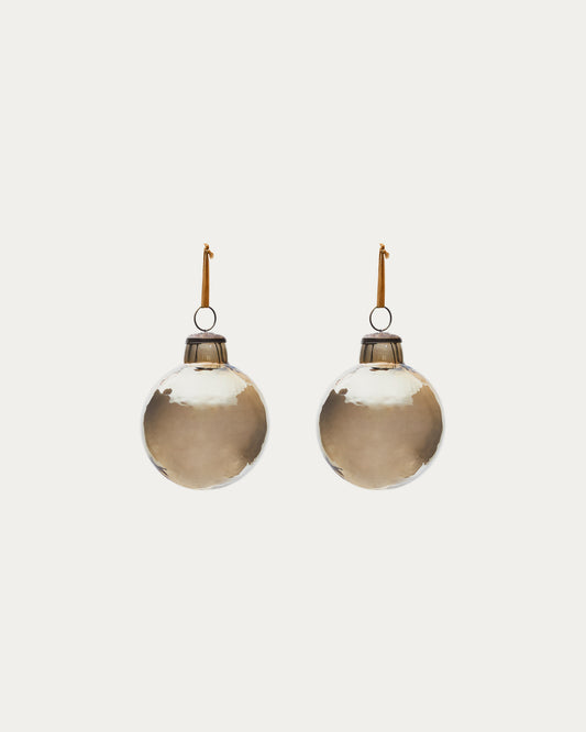 Set de 2 boules de Noël Piril en verre recyclé marron Ø 10 cm