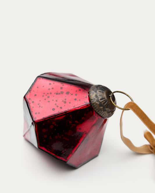 Set de 2 pièces de décoration à suspendre Argin en verre recyclé rouge 10 cm