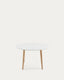 Table extensible ovale Oqui MDF laqué blanc et pieds bois hêtre 120 (200) x 90 cm