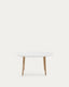 Table extensible ovale Oqui MDF laqué blanc et pieds bois hêtre 140 (220) x 90 cm