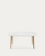 Table extensible Oqui MDF laqué blanc et pieds en bois de hêtre 160 (260) x 100 cm