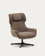 Fauteuil giratoire avec accoudoirs Zalina en chenille marron clair et acier avec finition noire FSC 100%