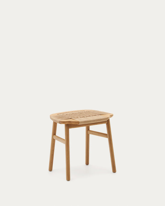 Tabouret  Enit en corde papier beige et bois de chêne finition naturelle  43cm FSC Mix Credit