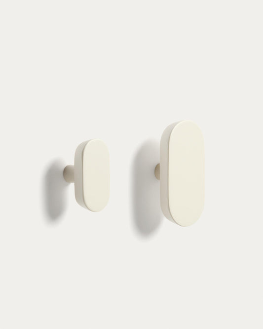 Arely set of 2 solid beech wood hangers with beige lacquer finish 6.5 cm/10 cm