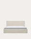 Lit Nahiri en chenille beige avec coffre relevable pour matelas de 160 x 200 cm