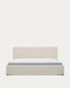 Nahiri beige chenille lift-up storage bed for a 180 x 200 cm mattress