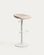 Tabouret Danua en chenille beige et acier blanc mat 68-89 cm FSC 100 %