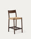 Tabouret Yalia avec dossier en bois de chêne massif, finition noyer, et assise en corde, 65 cm, FSC Mix Credit