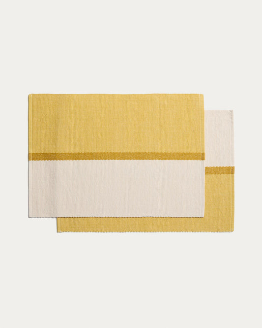 Ensemble Tari de 2 sets de table 100% coton jaune 35 x 50 cm