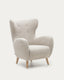 Fauteuil Patio beige et pieds en bois hêtre FSC Mix Credit