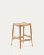 Yalia stool in solid oak wood with natural finish and rope seat, height 65 cm, FSC Mix Credit