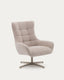 Fauteuil pivotant Teryl en tissu chenille beige et métal gris FSC 100%