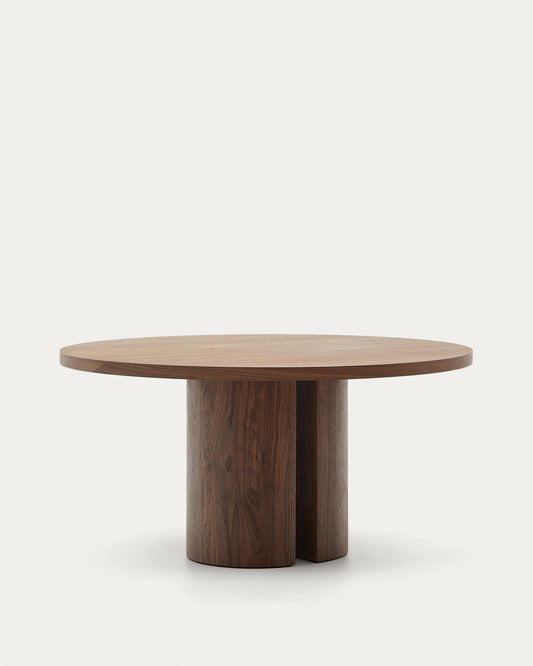 Table ronde Nealy en placage de noyer, finition foncée Ø 150 cm