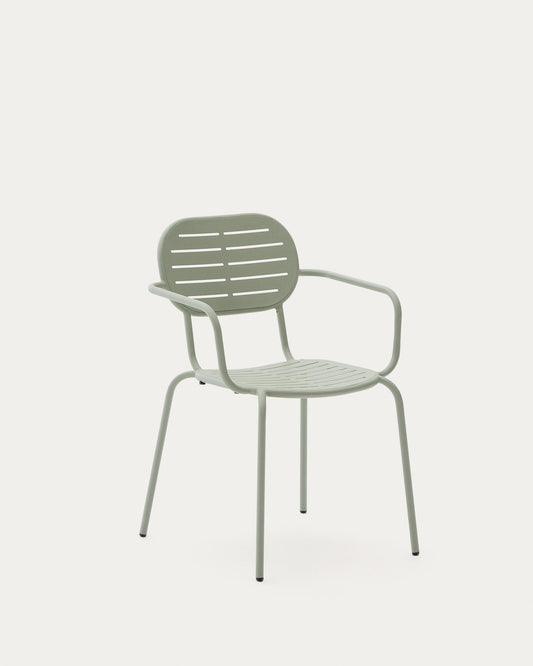 Chaise empilable d’extérieur Brai avec accoudoirs en acier galvanisé turquoise