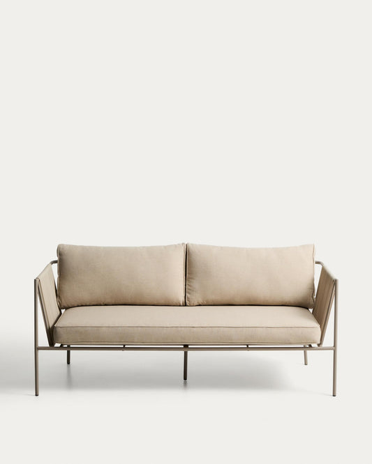 Canapé 2 places d’extérieur Zivia en corde écrue et acier galvanisé taupe 178 cm