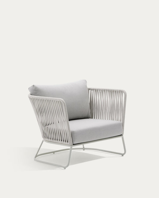 Fauteuil d’extérieur Saconca en corde et acier galvanisé gris