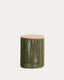Table auxiliaire Dandara en acier, corde verte et bois d’acacia Ø 40 cm FSC 100 %