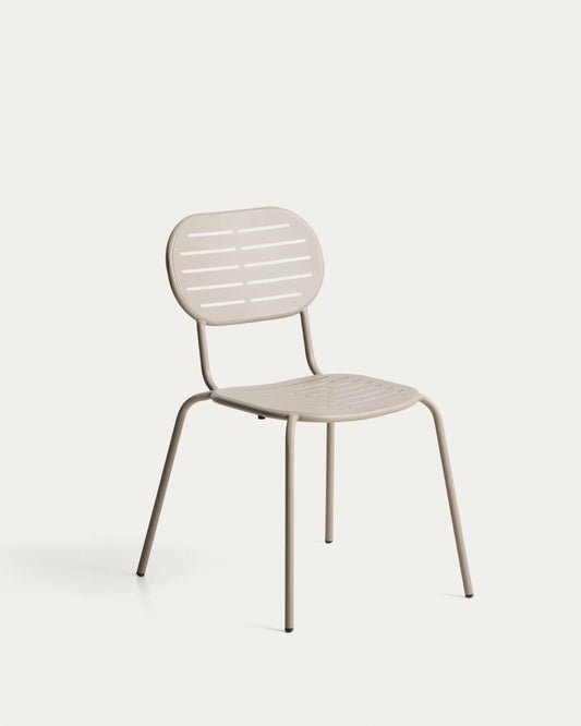 Chaise empilable d’extérieur Brai en acier galvanisé taupe