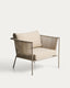 Zivia outdoor armchair in ecru rope cord and taupe galvanised steel