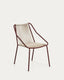 Chaise empilable d’extérieur Zivia en corde écrue et acier galvanisé grenat