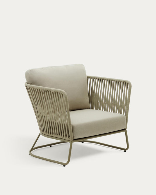 Fauteuil d'extérieur Saconca en corde et acier galvanisé vert
