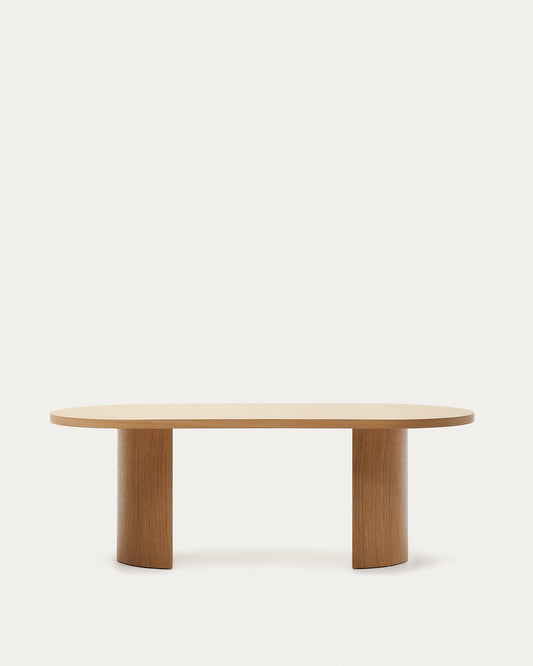 Table Nealy en placage de chêne, finition naturelle 200 x 100 cm