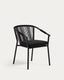 Chaise empilable d’extérieur Xelida en aluminium et corde noire