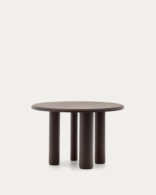 Table ronde Mailen en contre-plaqué de frêne avec finition foncée Ø 120 cm